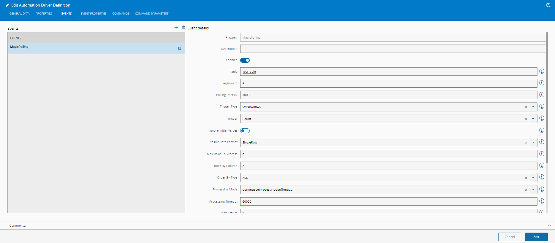 Automation Driver Definition - Event