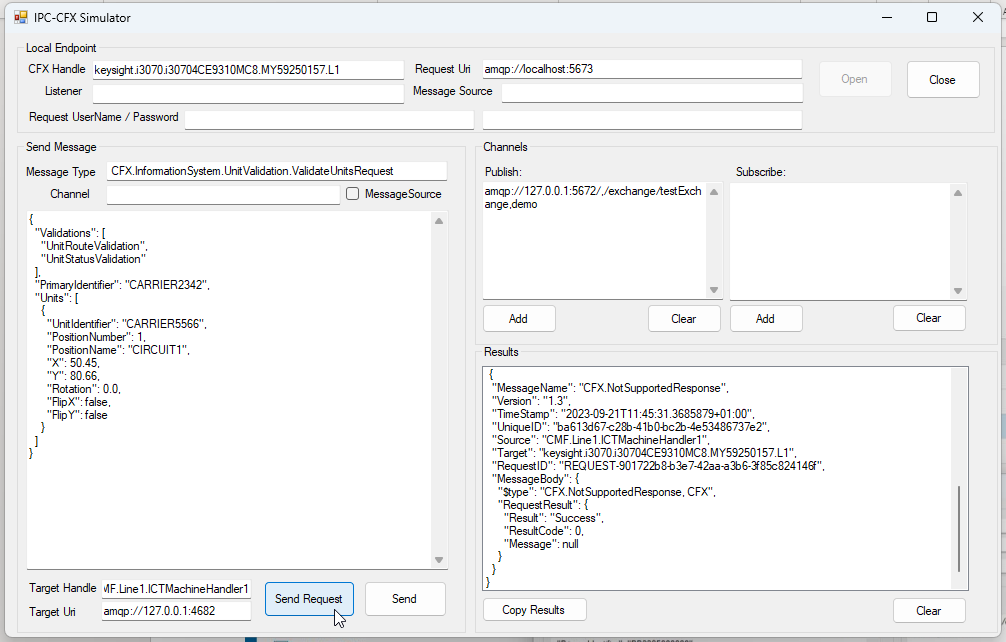 Sending ValidateUnits