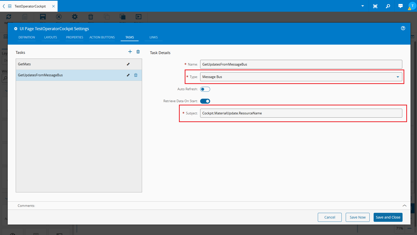 Message Bus UI DataSource 