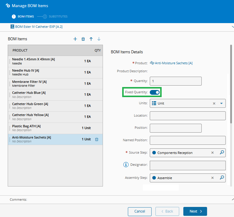 Fixed Quantity BOM Items Fixed Quantity BOM Items