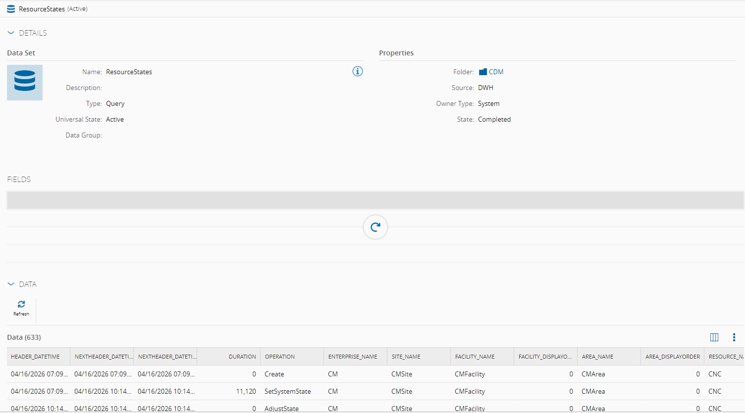 Resource Change State DataSet