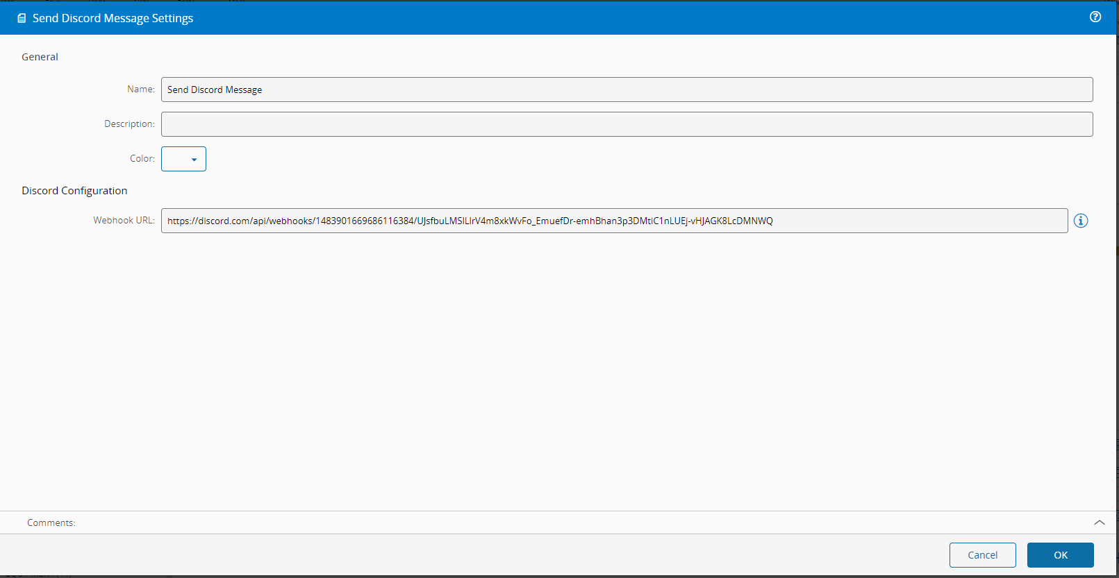 Send to Discord Task Settings