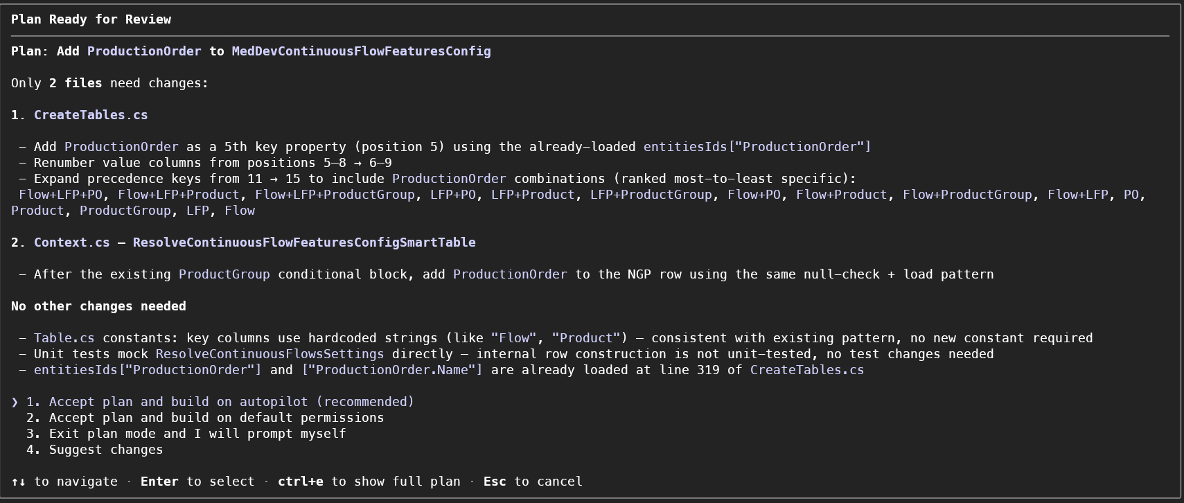 Spec Adding Production Order - Plan