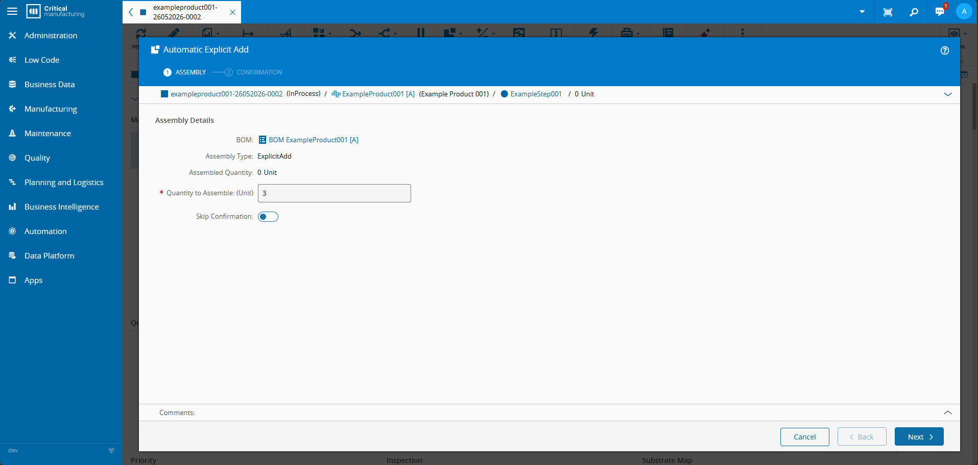 Automatic Explicit Add - Skip Confirmation flag